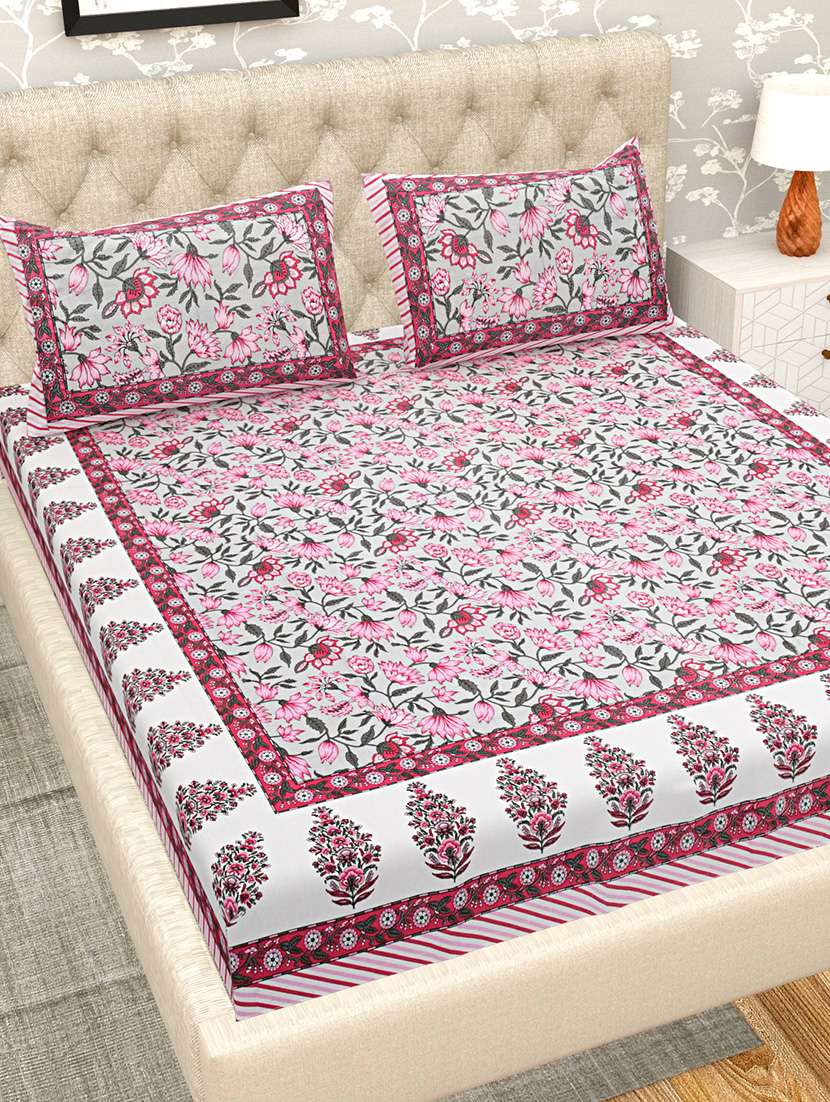 super king size fitted printed double bedsheets with 2 pillow covers