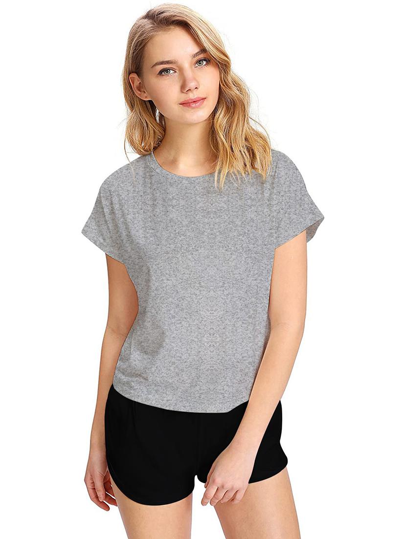 round neck solid nightwear shorts set - 19865473 - Zoom Image - 0