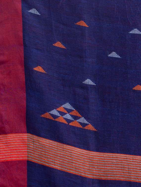 women's self design navy blue colored saree with blouse - 19866266 -  Standard Image - 3