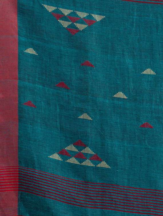 women's self design blue colored saree with blouse - 19866286 - Standard Image - 3