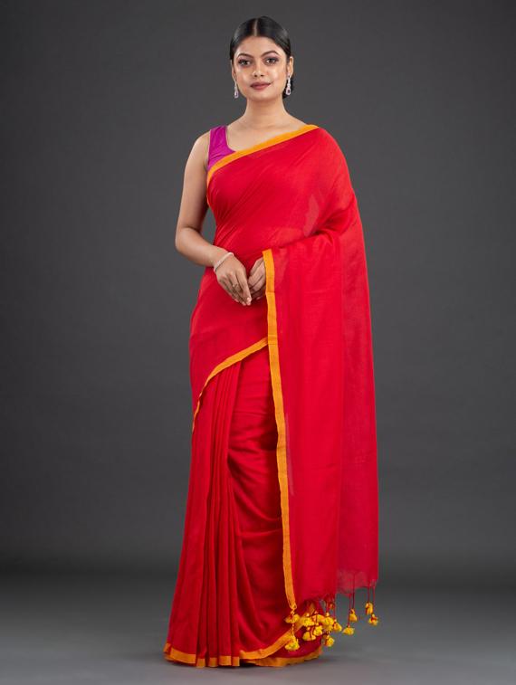solid woven saree with blouse - 19866377 - Zoom Image - 0