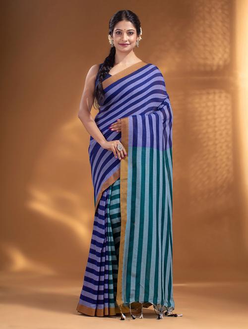 stripes woven saree with blouse - 19866418 - Standard Image - 0