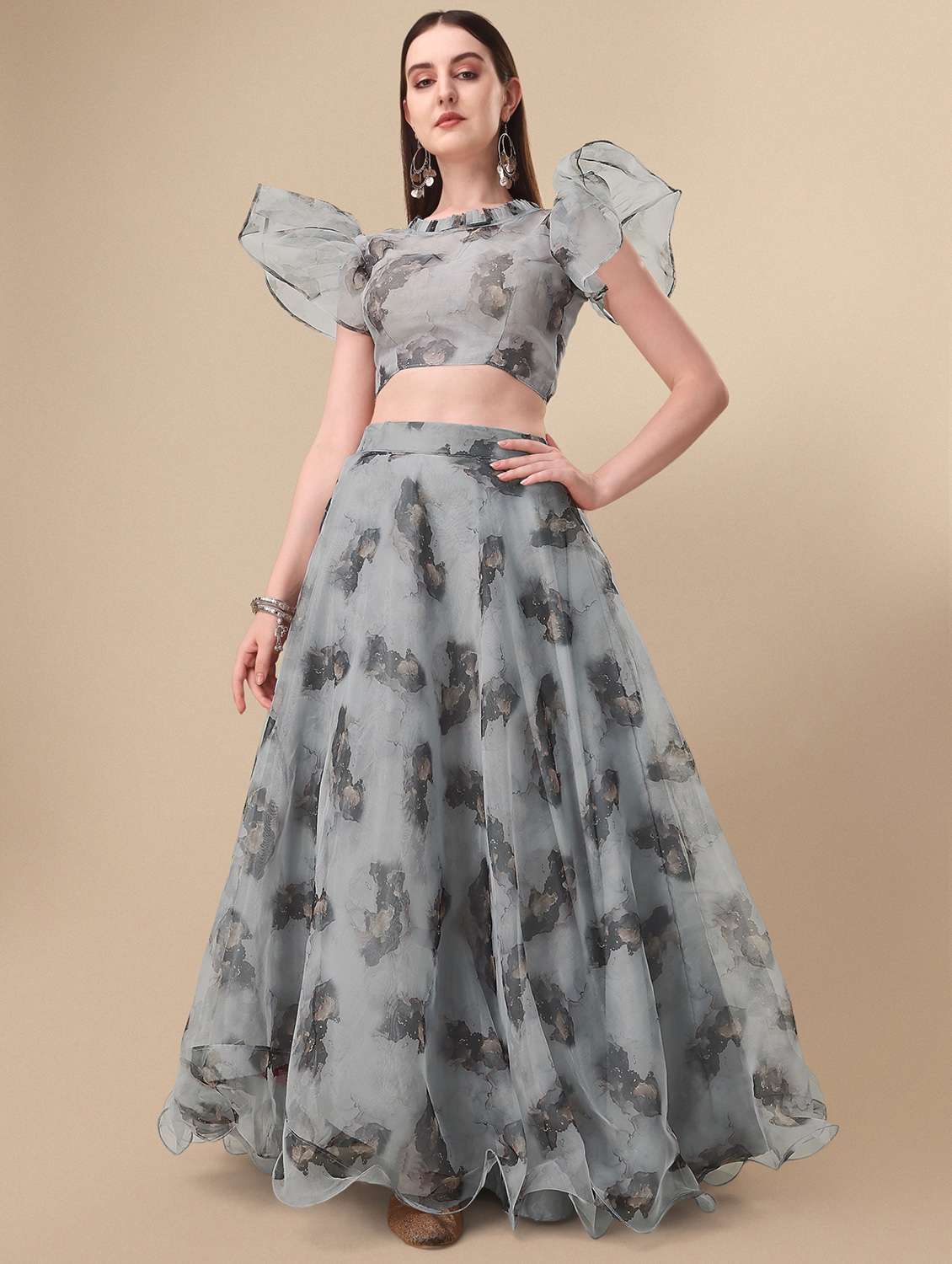 printed flared lehenga choli set with dupatta - 19866708 - Zoom Image - 0