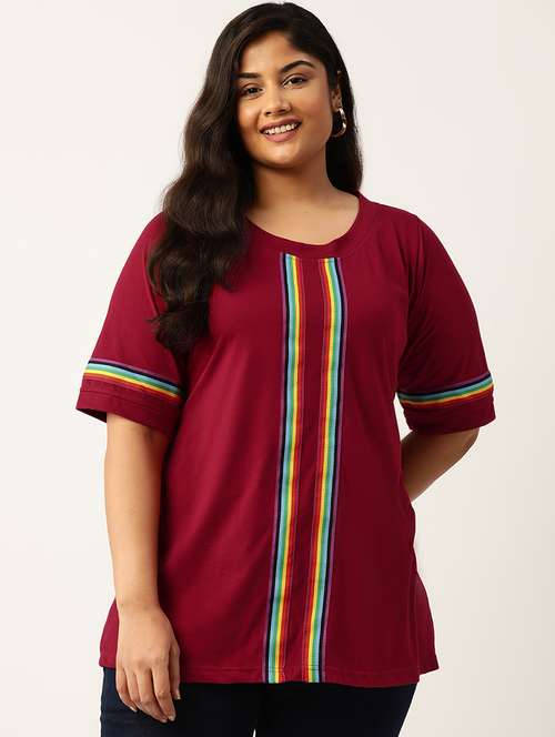 women's striped round neck t-shirt - 19866779 - Standard Image - 0