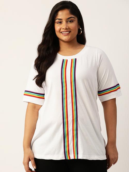 women's striped round neck t-shirt - 19866782 -  Standard Image - 0