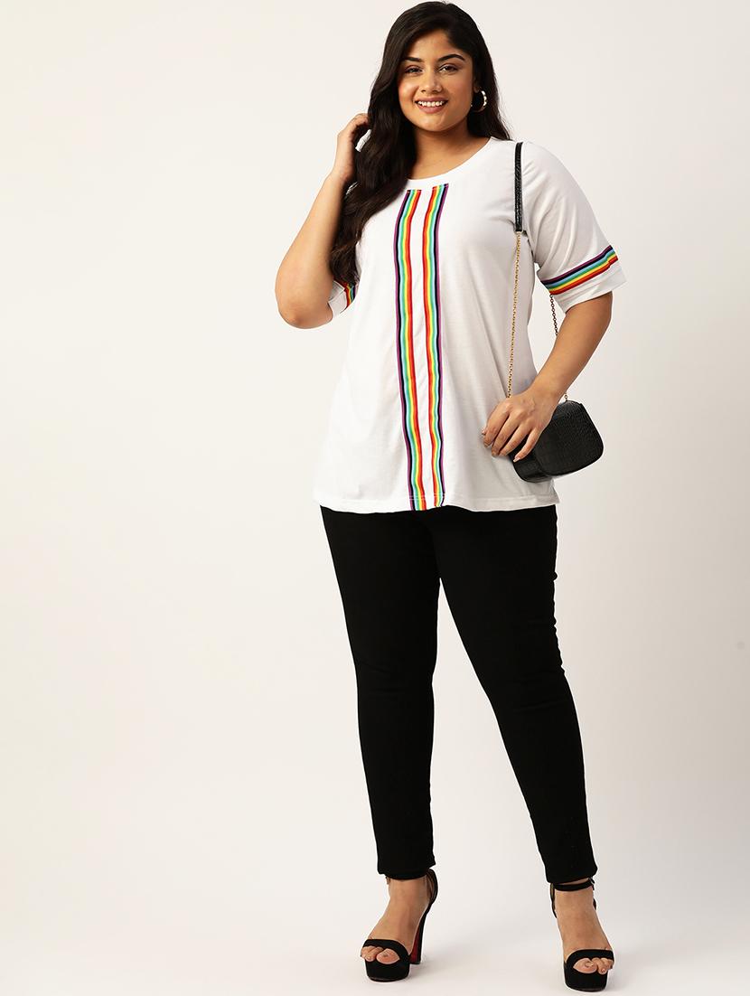 women's striped round neck t-shirt - 19866782 - Standard Image - 3