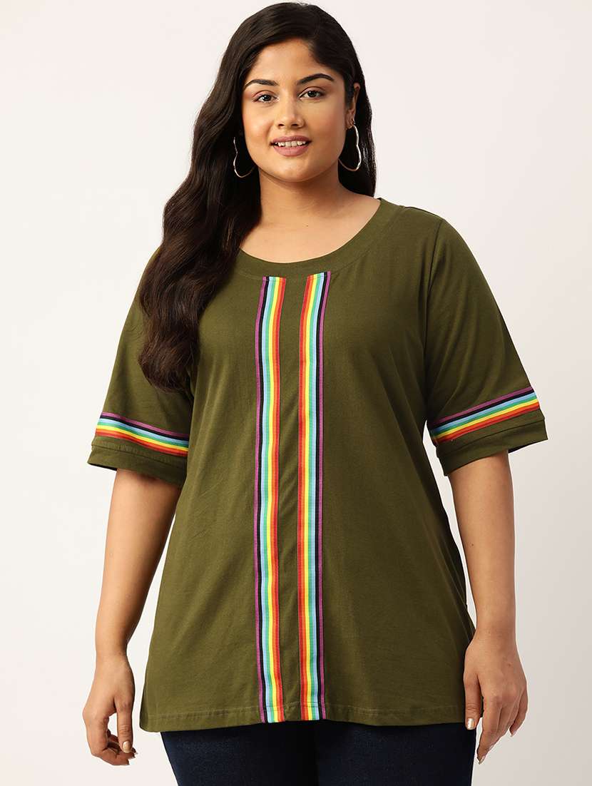 women's striped round neck t-shirt