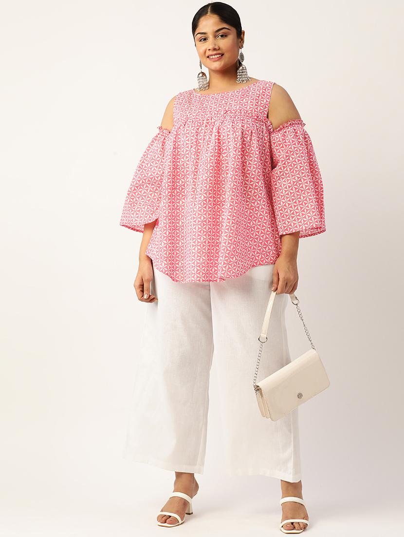women plus size printed cold shoulder top - 19866824 - Standard Image - 3