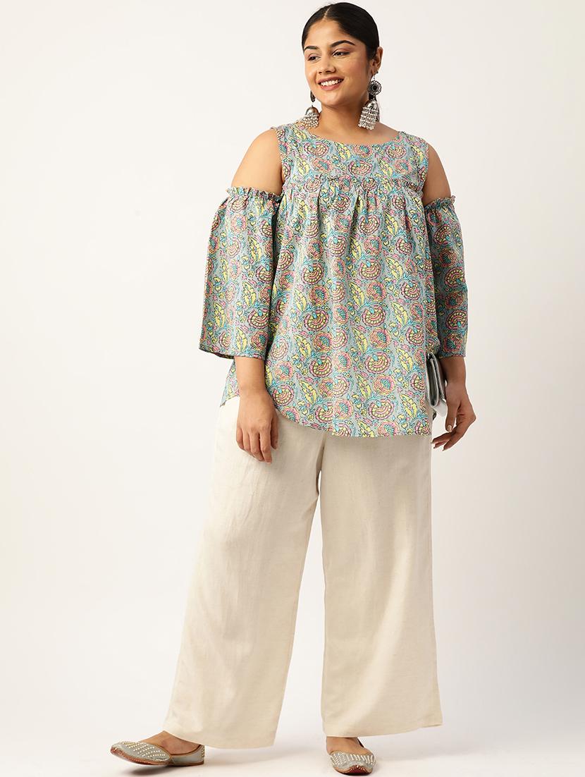 women plus size printed cold shoulder top - 19866827 - Standard Image - 3