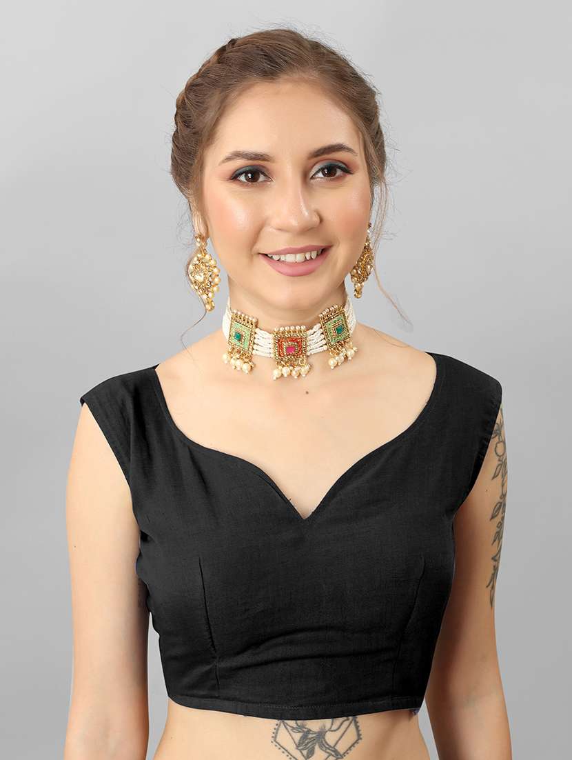 georgette plain saree with plain blouse with blouse - 19866835 -  Standard Image - 3