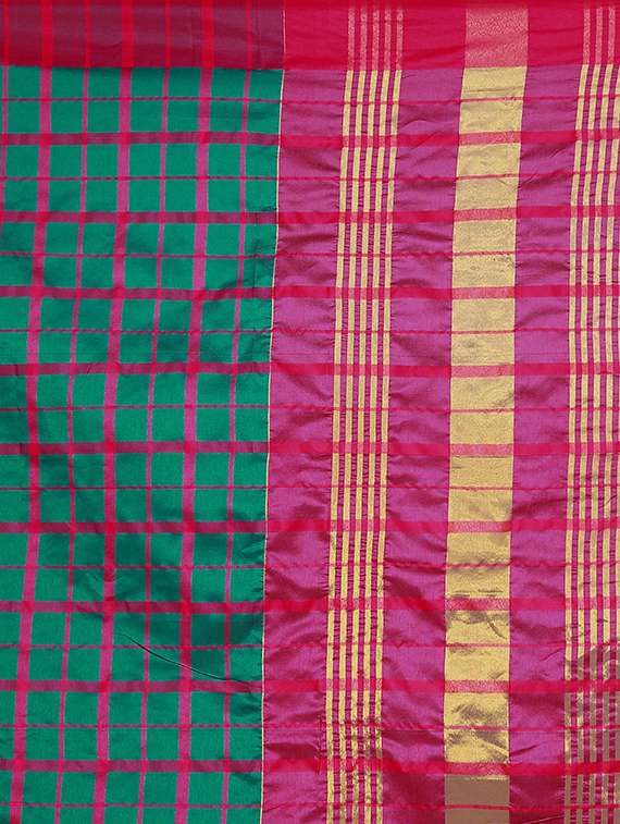 women's self design teal colored saree with blouse - 19866874 -  Standard Image - 3