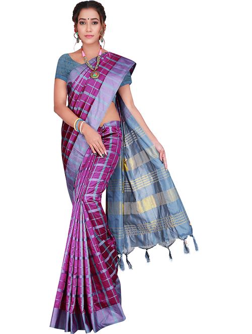checkered printed saree - 19866876 - Standard Image - 0