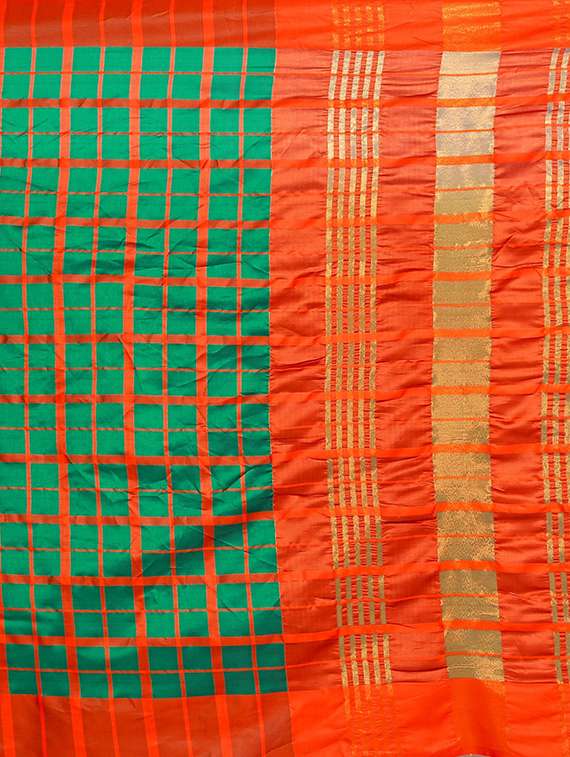 checkered printed saree with blouse - 19866877 - Standard Image - 3