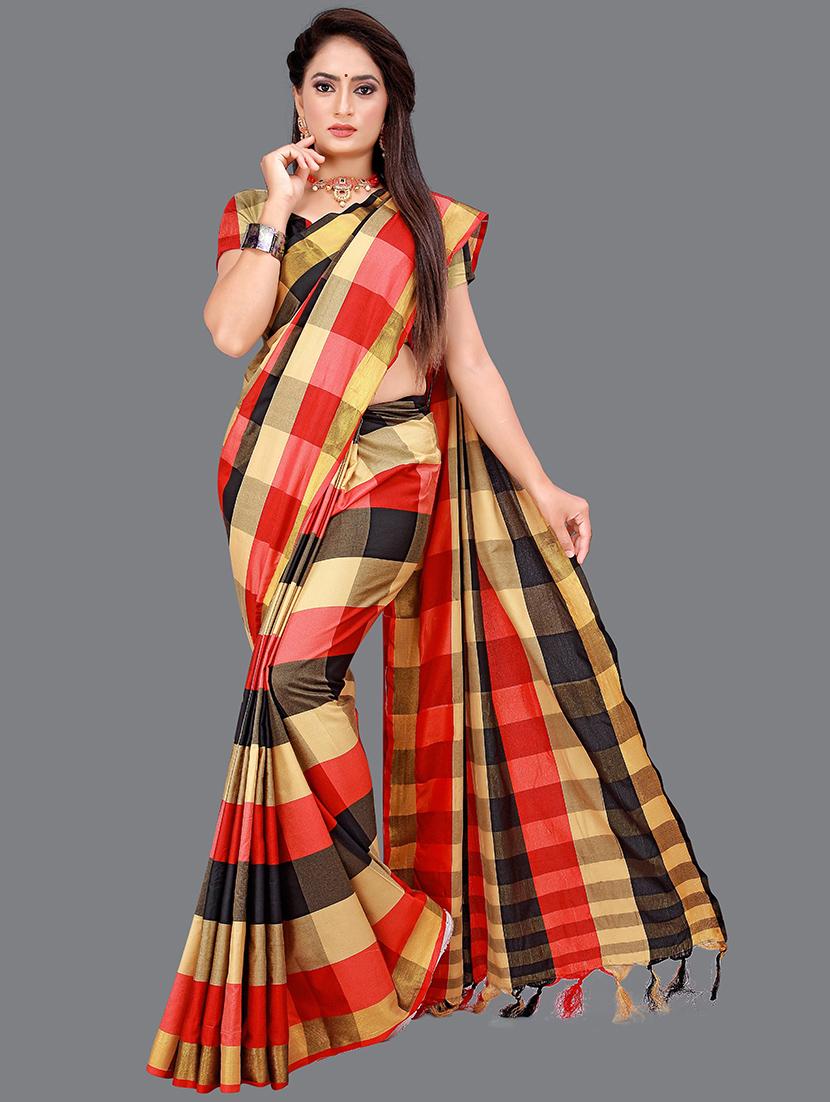 checkered chettinad  saree - 19866880 -  Zoom Image - 0