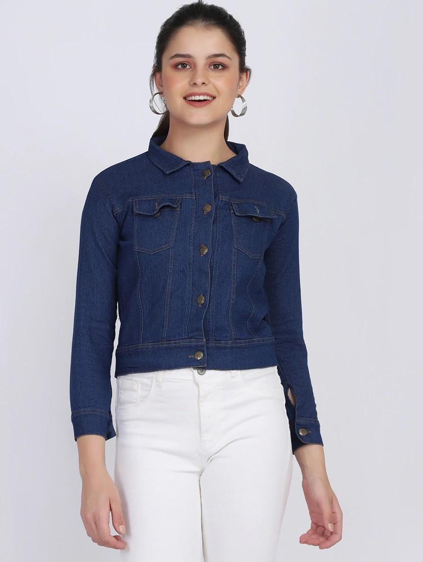 solid blue denim jacket - 19867042 - Zoom Image - 0
