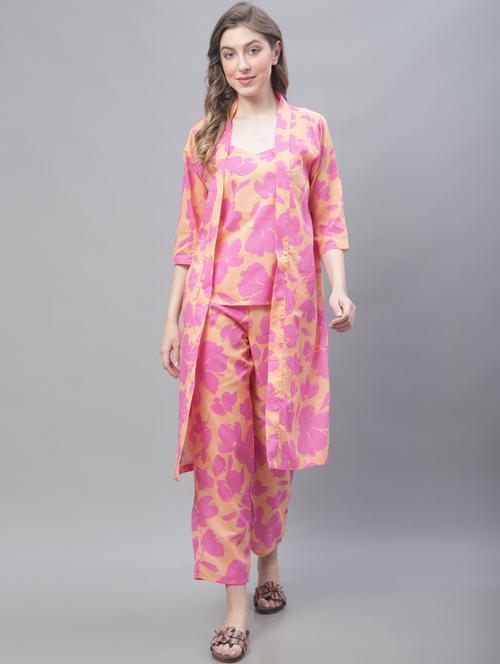 v-neck printed nightwear pyjama set - 19867440 - Standard Image - 0