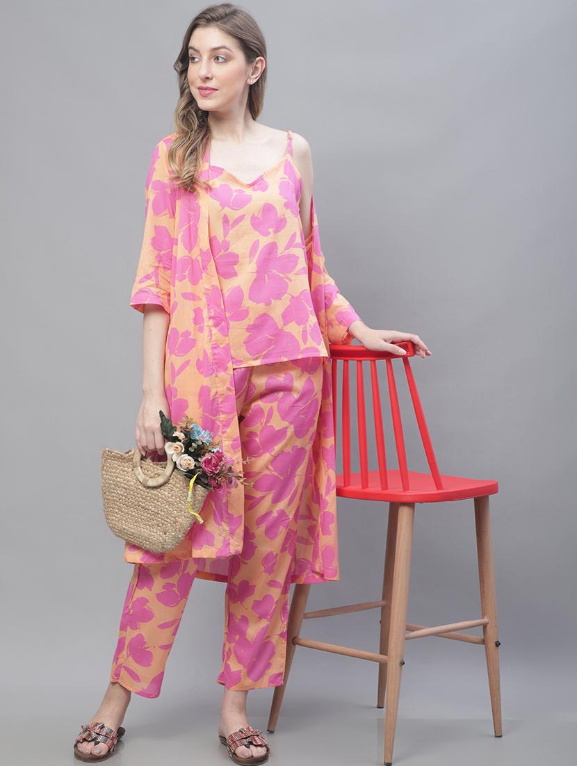 v-neck printed nightwear pyjama set - 19867440 - Standard Image - 3