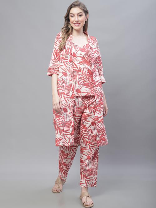 v-neck printed nightwear pyjama set  - 19867443 -  Standard Image - 0