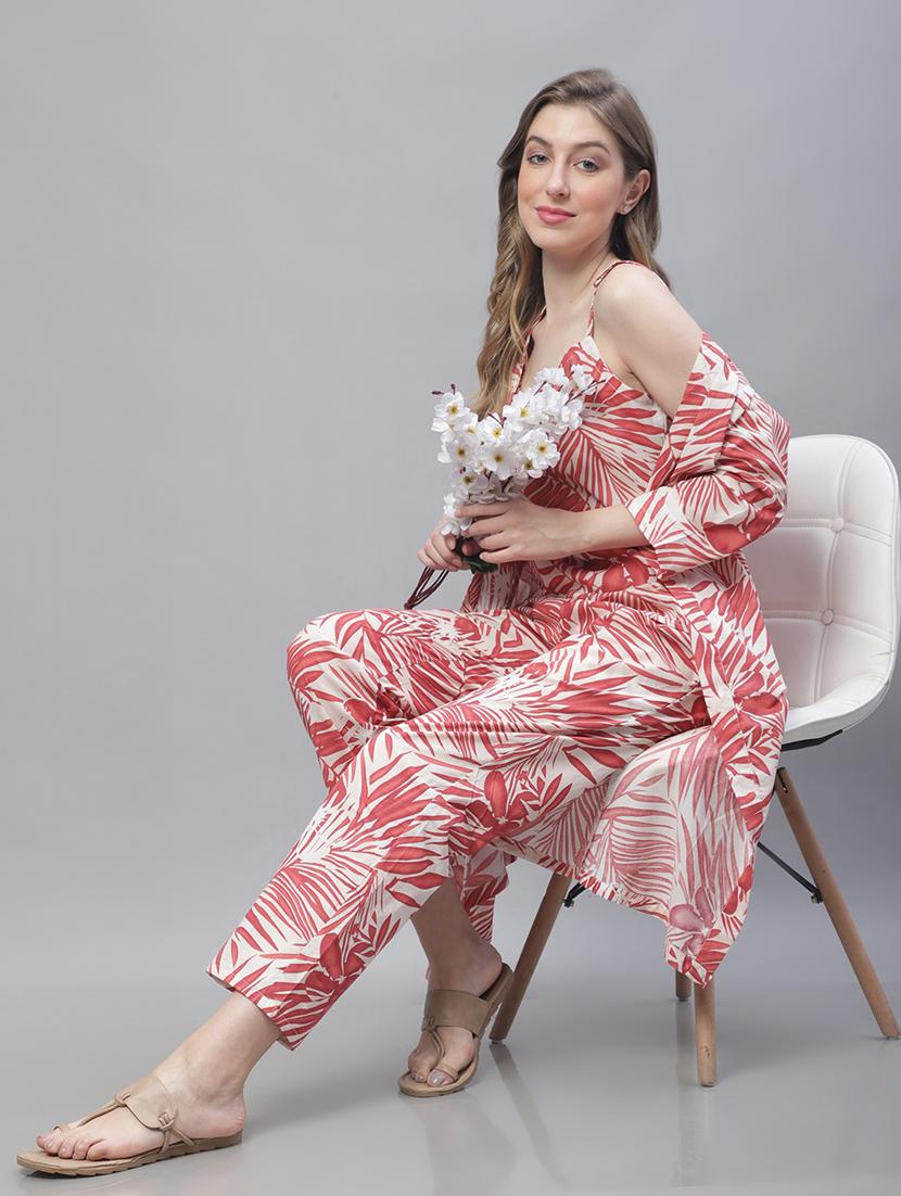 v-neck printed nightwear pyjama set - 19867443 - Standard Image - 3