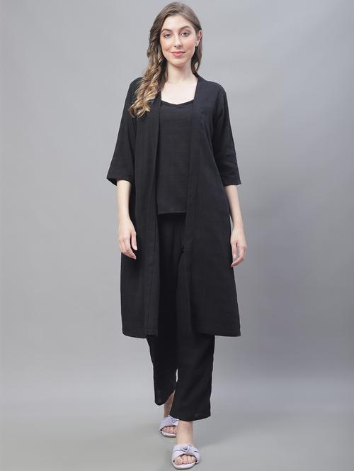 v-neck solid nightwear pyjama set - 19867446 - Standard Image - 0