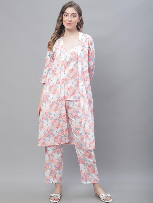 v-neck printed nightwear pyjama set - 19867449 - Standard Image - 0
