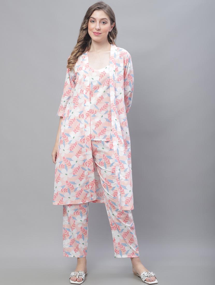 v-neck printed nightwear pyjama set - 19867449 - Zoom Image - 0