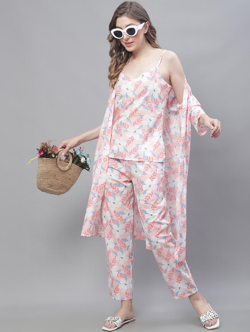 v-neck printed nightwear pyjama set - 19867449 - Standard Image - 3