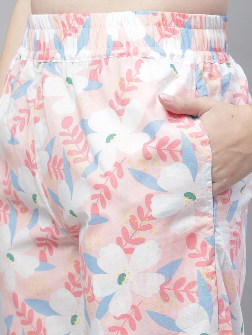 v-neck printed nightwear pyjama set - 19867449 - Standard Image - 5
