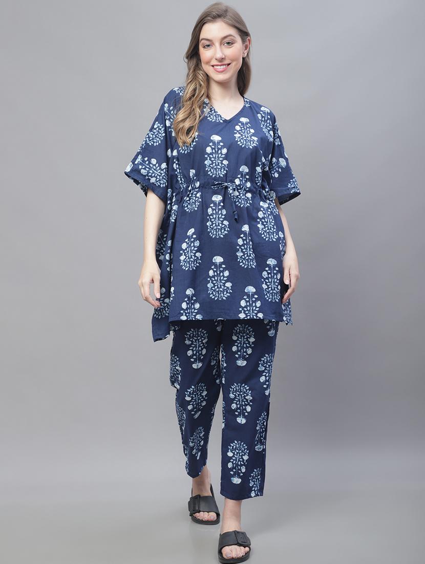 v-neck printed nightwear pyjama set - 19867461 - Zoom Image - 0