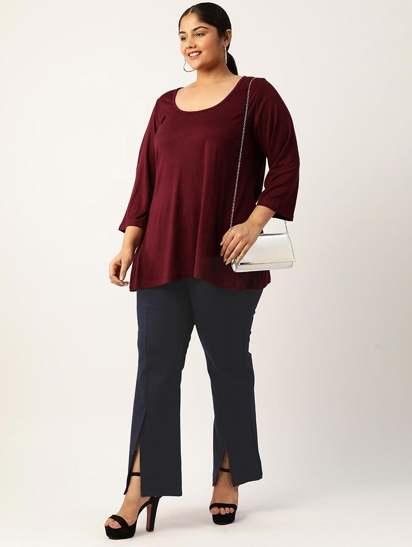 high rise solid flat front trouser - 19868293 - Standard Image - 3