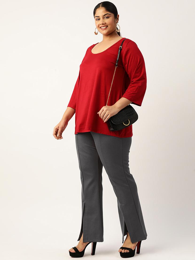 high rise solid flat front trouser - 19868294 - Standard Image - 3