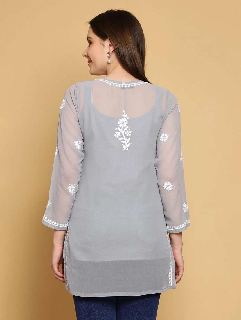 chikankari straight short kurti - 19868562 -  Standard Image - 3