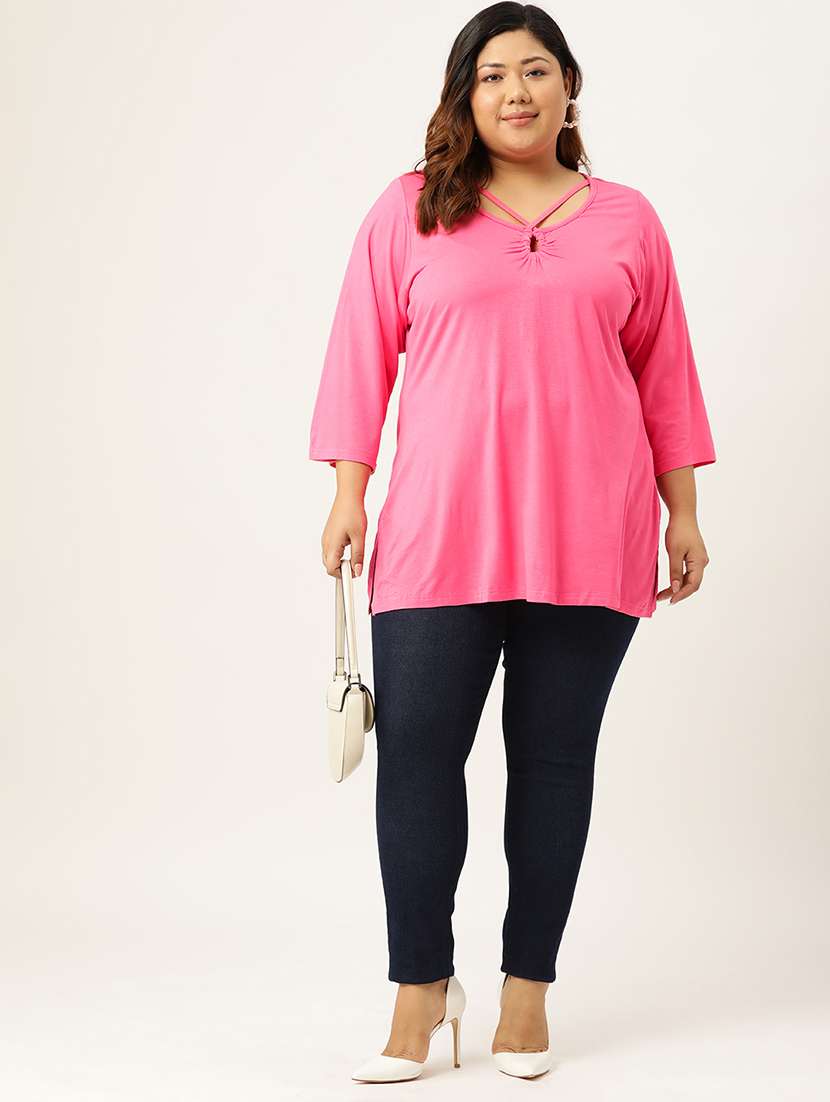 women's a line key hole neck top - 19868678 -  Standard Image - 3