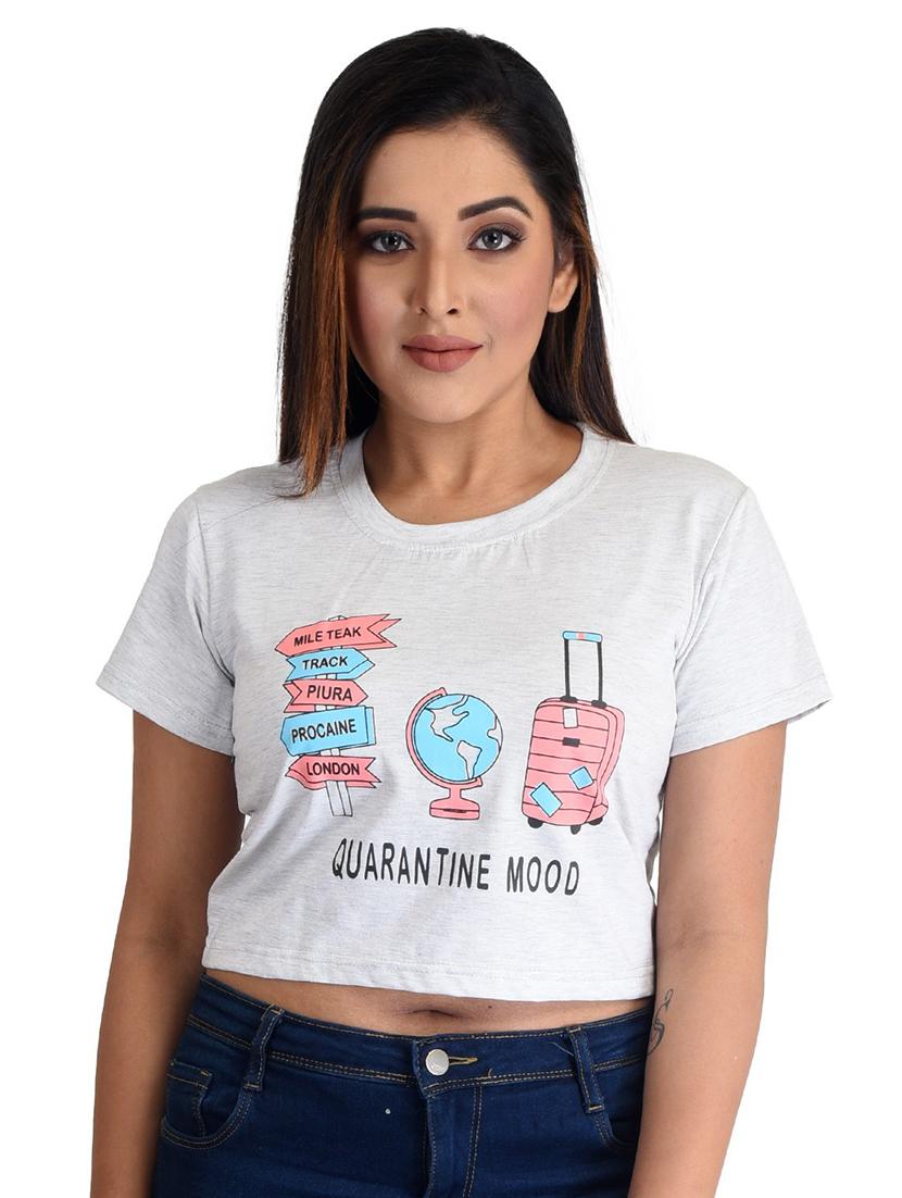 women's front print round neck t-shirt - 19869110 - Zoom Image - 0