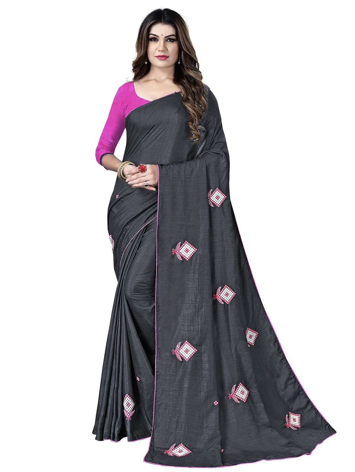 women's embroidered saree with blouse