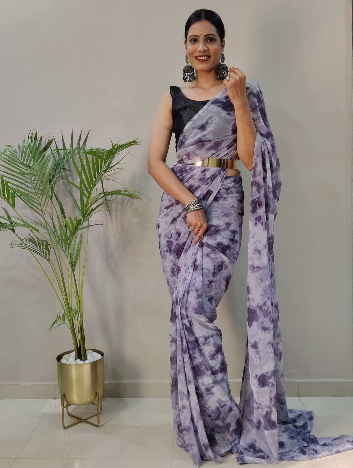 self design printed saree with blouse - 19870827 - Zoom Image - 0