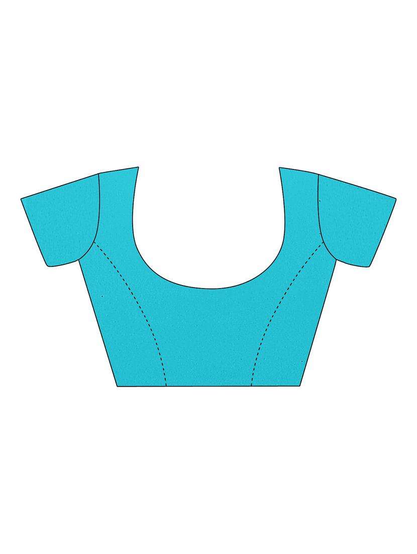 women's solid light blue colored saree with blouse - 19870828 -  Standard Image - 3