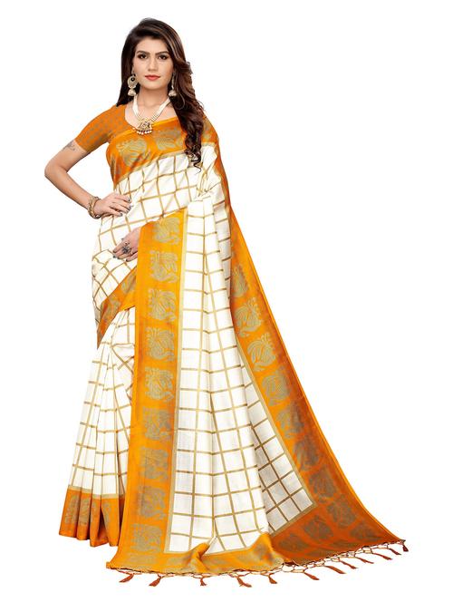 checkered printed saree with blouse - 19870917 -  Standard Image - 0