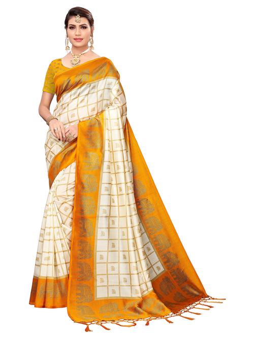 checkered printed saree with blouse - 19870919 -  Standard Image - 0