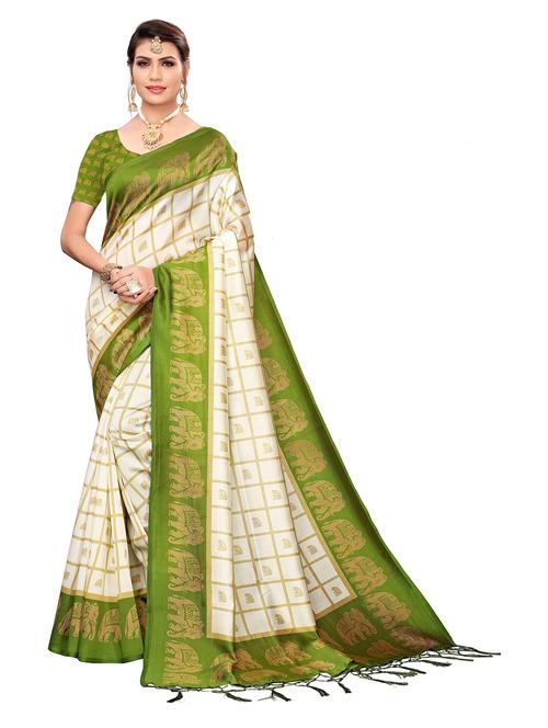 checkered printed saree with blouse - 19870920 -  Standard Image - 0