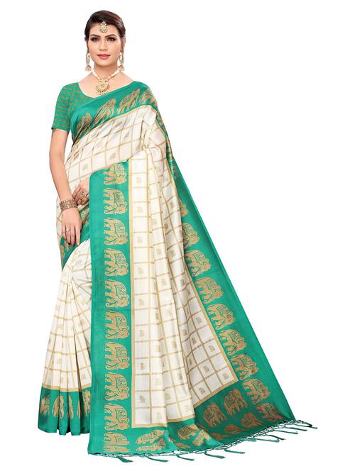 checkered printed saree with blouse - 19870921 -  Standard Image - 0