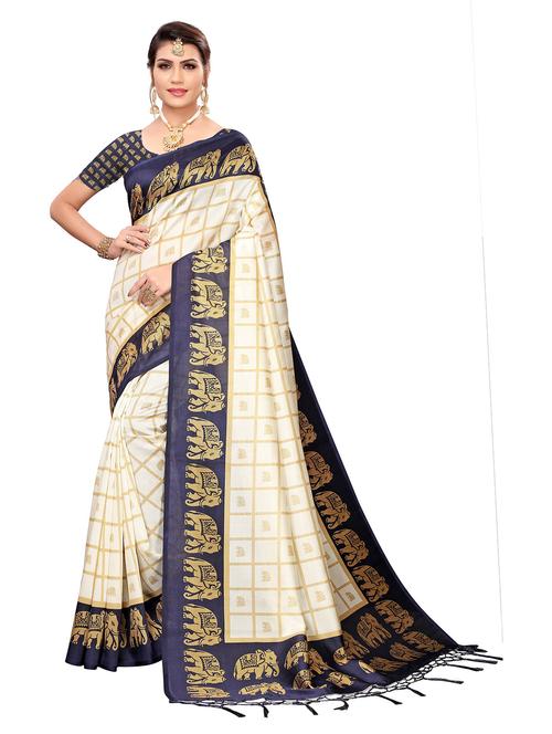 checkered printed saree with blouse - 19870922 - Standard Image - 0