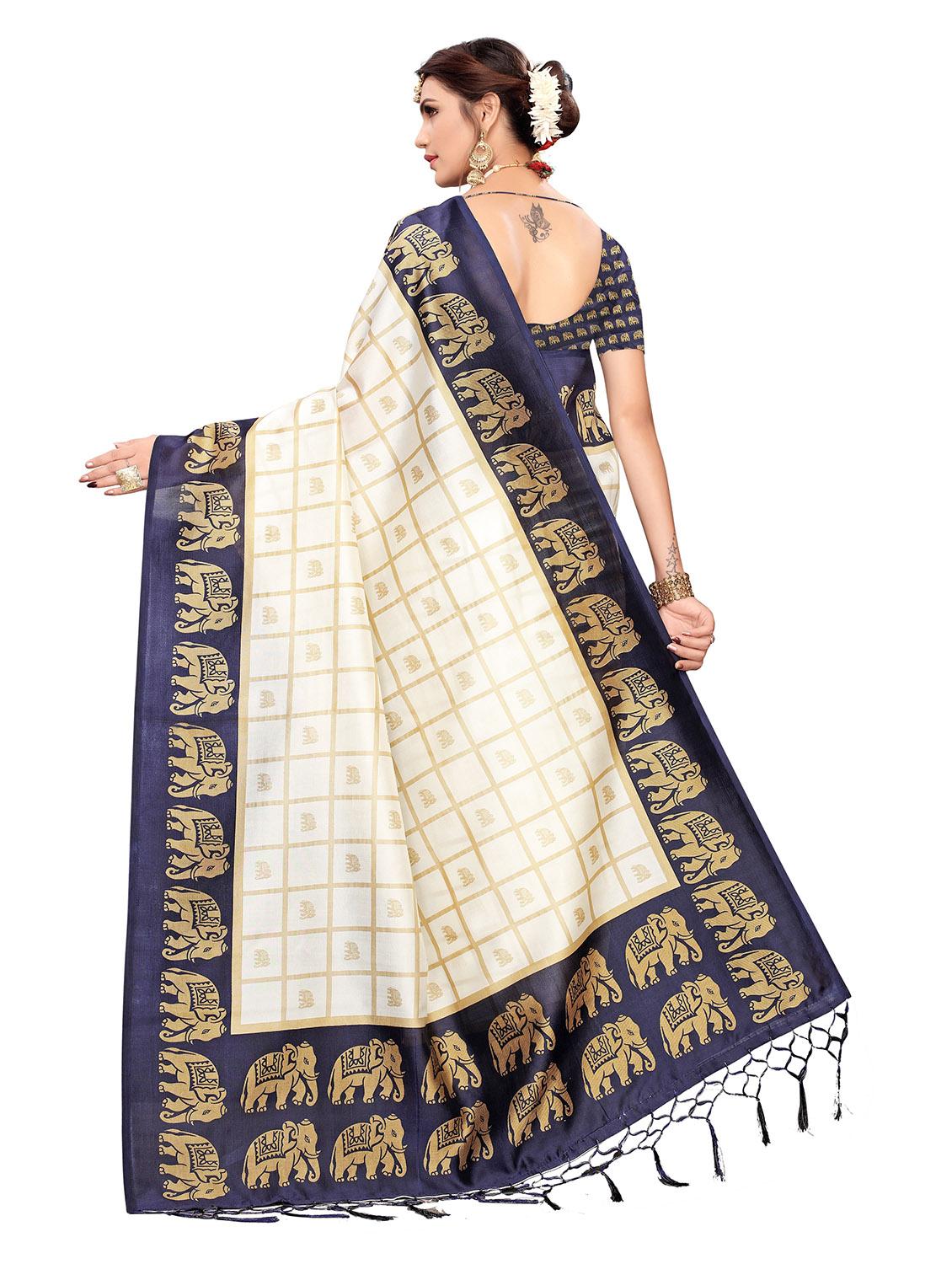 checkered printed saree with blouse - 19870922 - Standard Image - 3