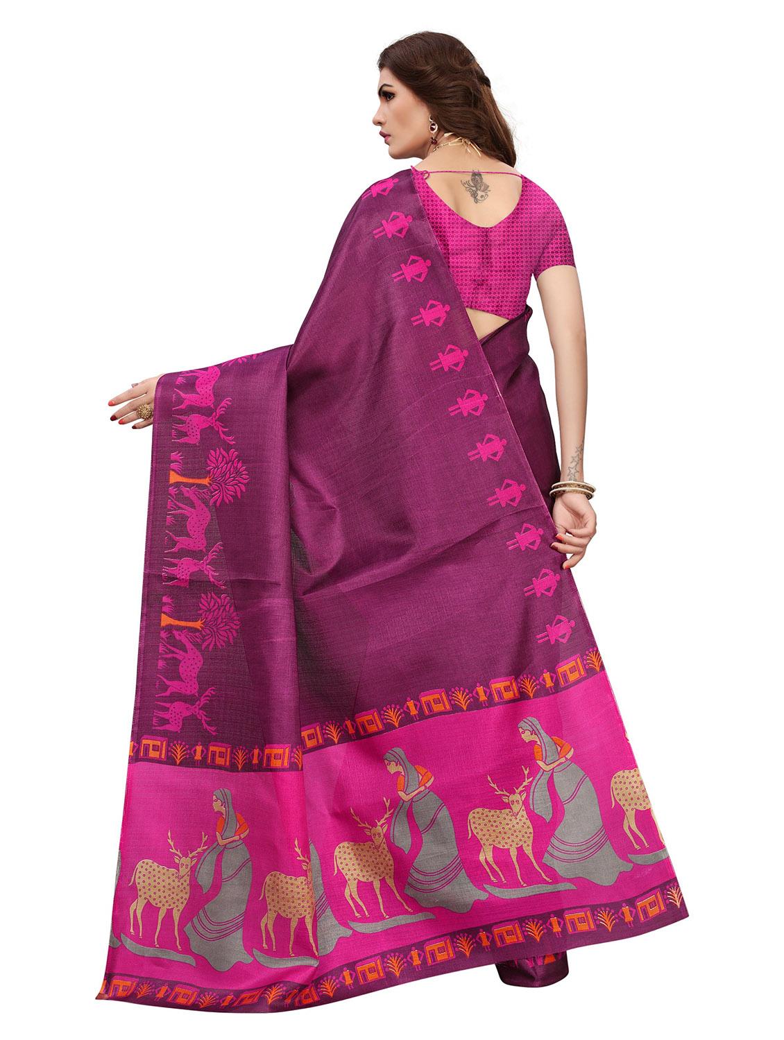 self design printed saree with blouse - 19870924 - Standard Image - 3