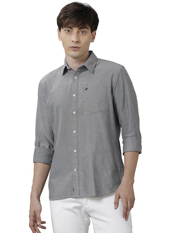 grey cotton blend casual shirt - 19871239 -  Zoom Image - 0