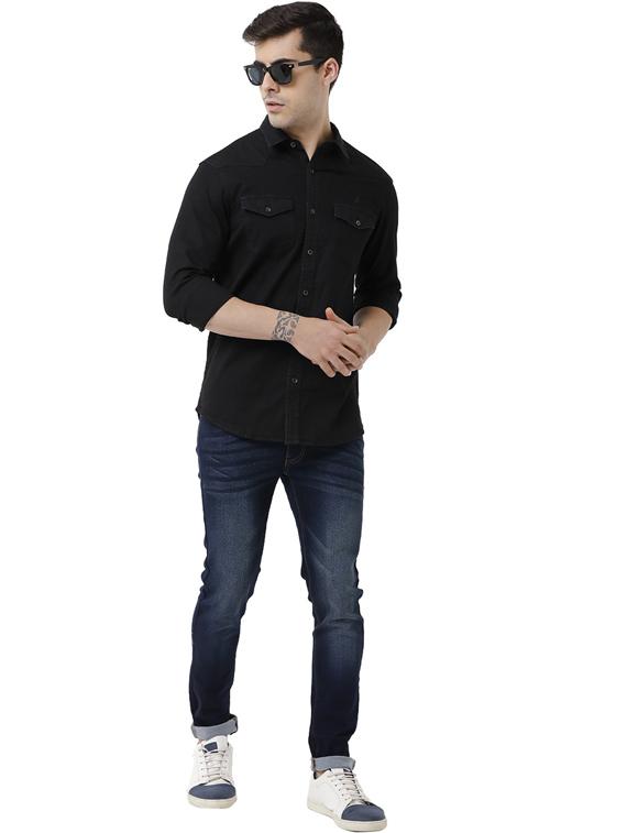 blue cotton blend casual shirt - 19871258 - Standard Image - 3