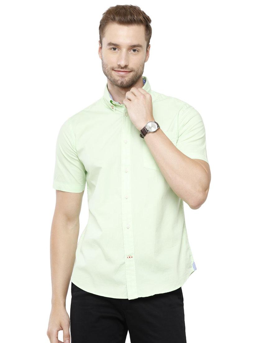 green cotton blend casual shirt - 19871288 -  Zoom Image - 0