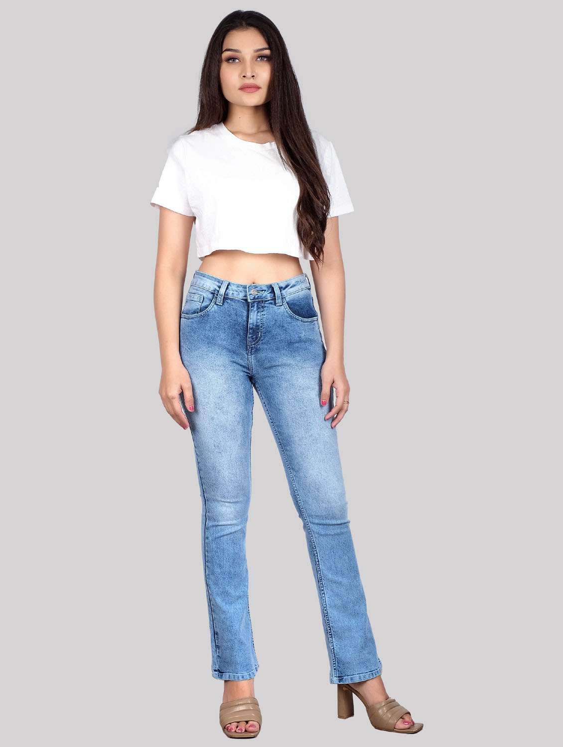 blue stone wash boot cut jeans - 19871786 - Standard Image - 3