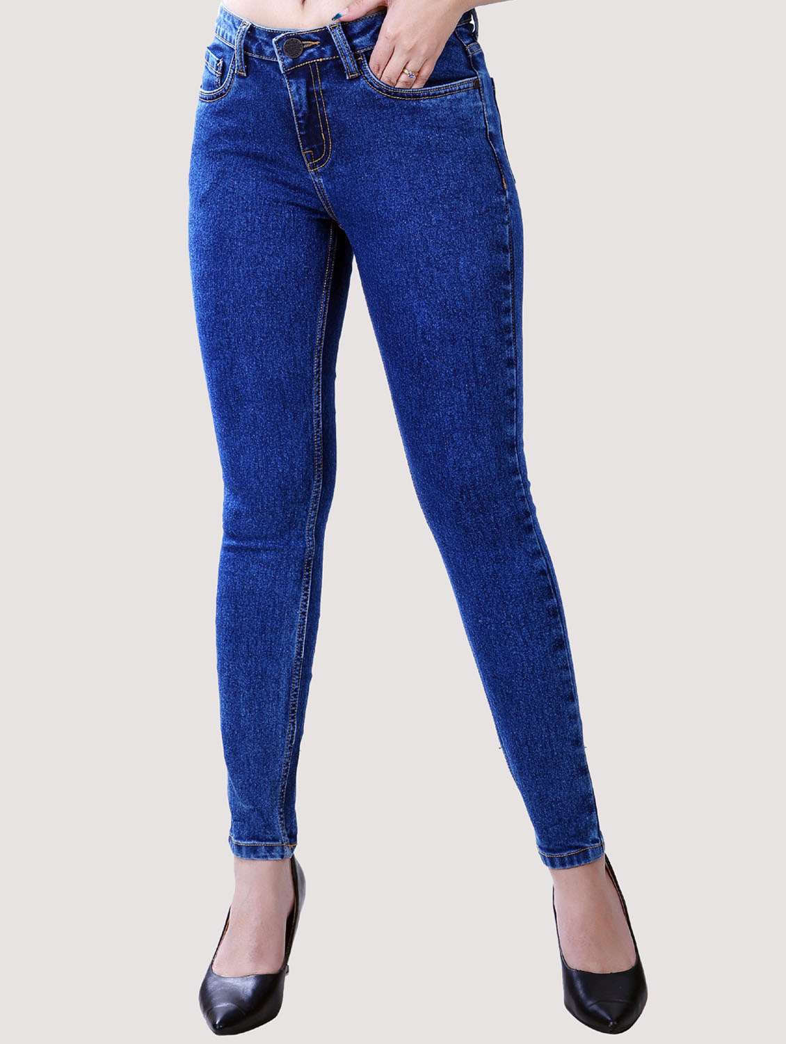 blue stone wash skinny jeans - 19871813 -  Zoom Image - 0