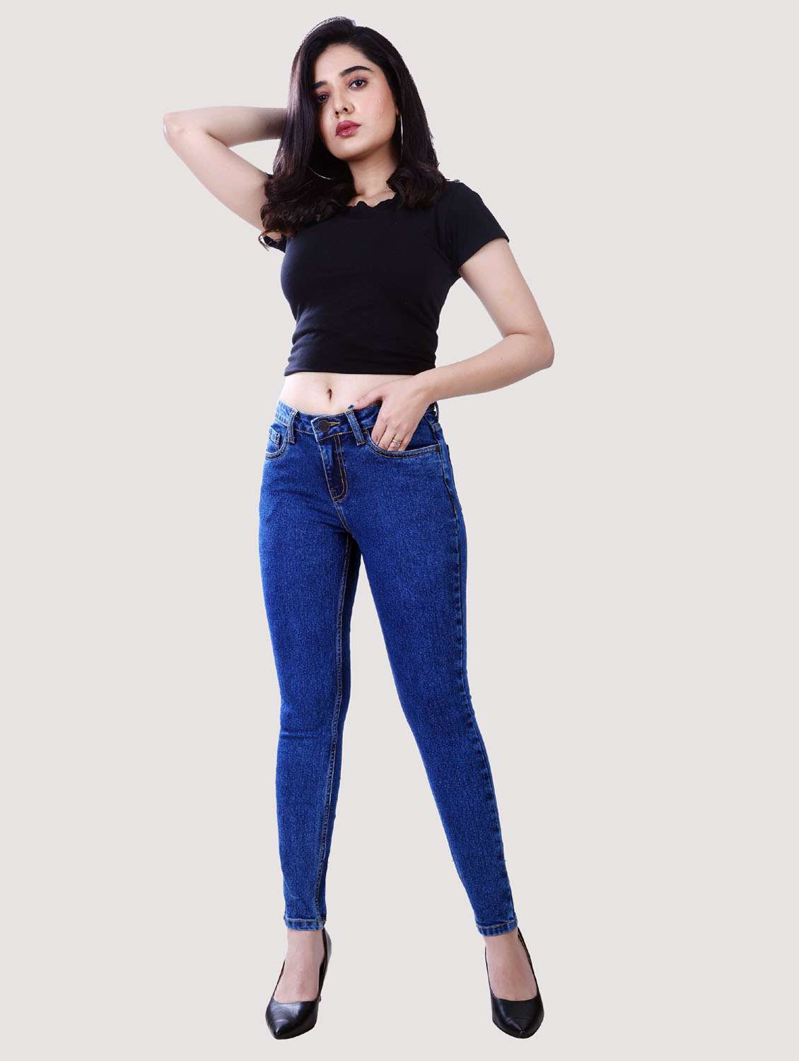 blue stone wash skinny jeans - 19871813 -  Standard Image - 3